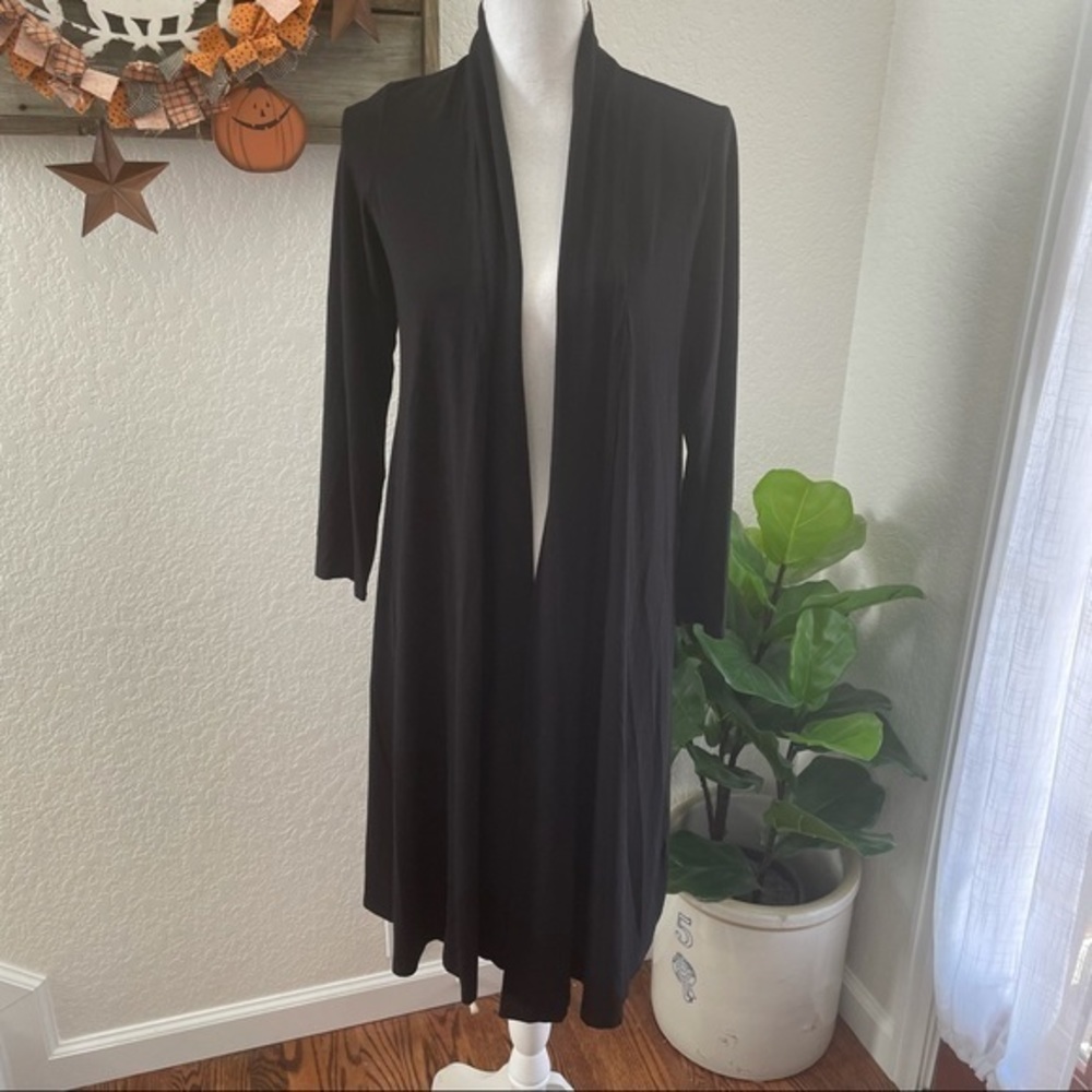 Eileen fisher black‎ stretch jersey cardigan LP